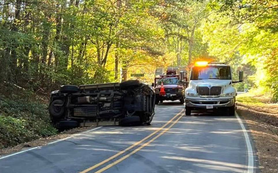 SUV rollover accident requiring professional car towing services near Franklin, NC.