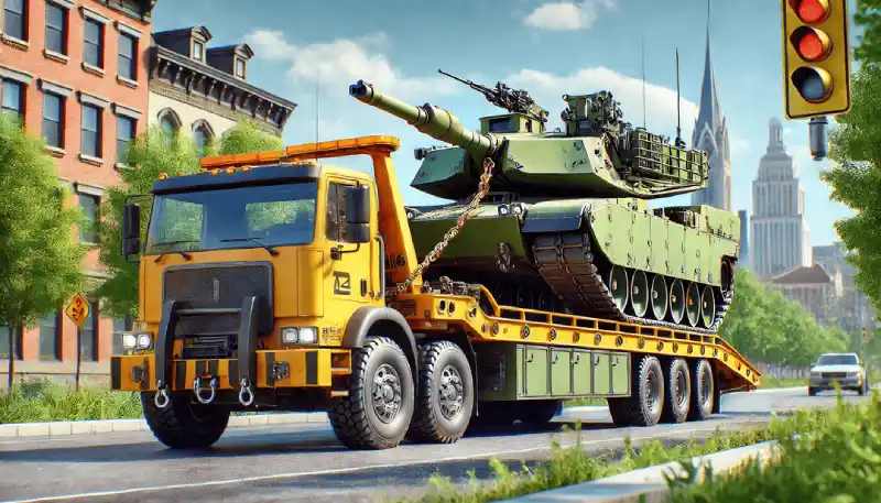 Nathan's Body Shop & Wrecker Service - North Carolina Towing a Military Tank